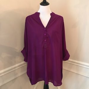 SOLD: Dots Beaded Purple Cuffed Tunic